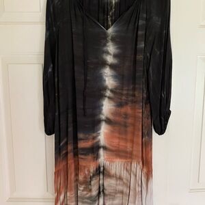 River + Sky black and rust v -Neck Dress
